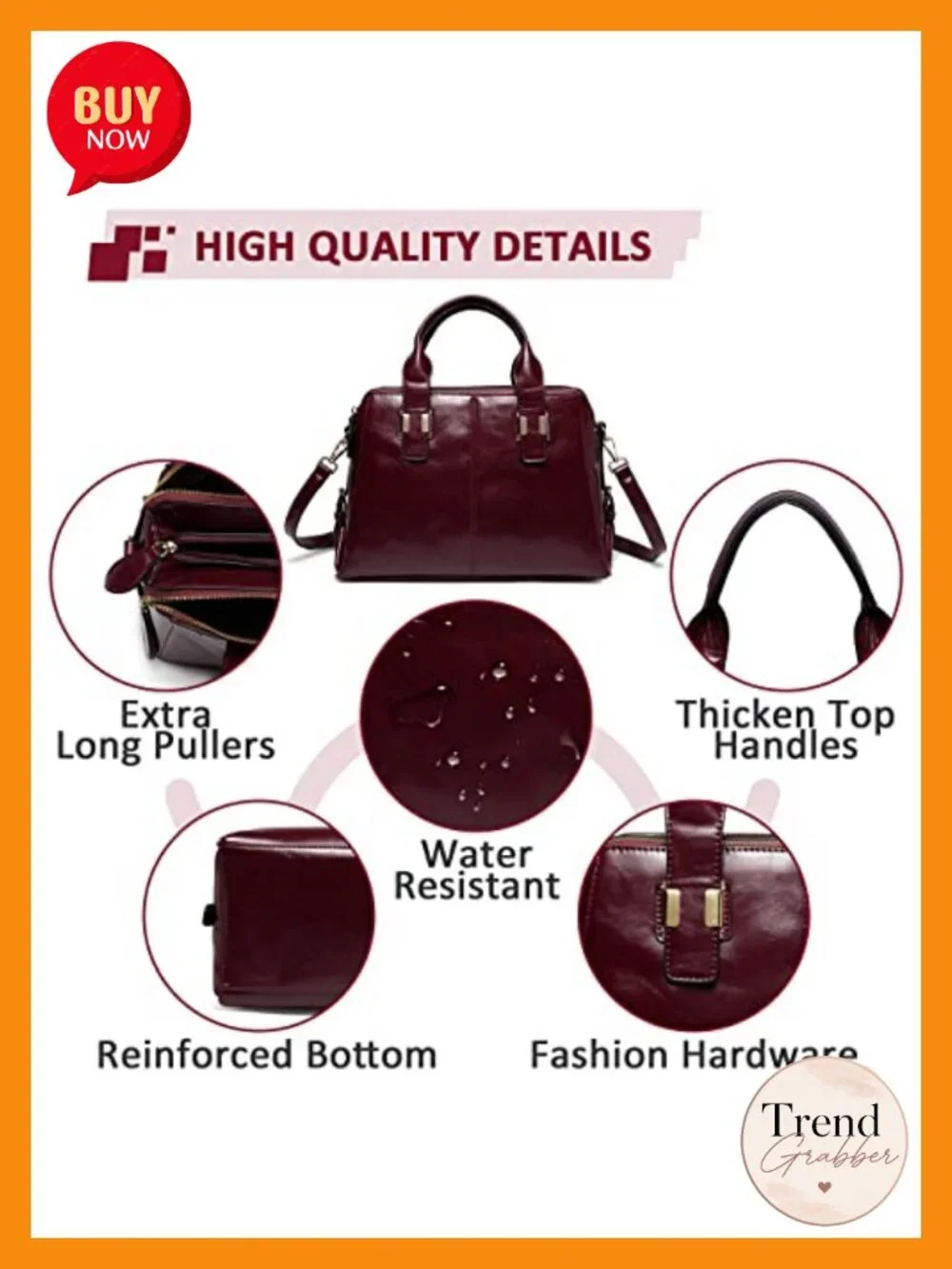 Faux Patent Leather Satchel Tote Work Bag Triple Compartments Detachable Strap